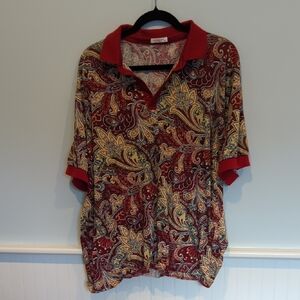 Paisley Polo Shirt in Red and Gold